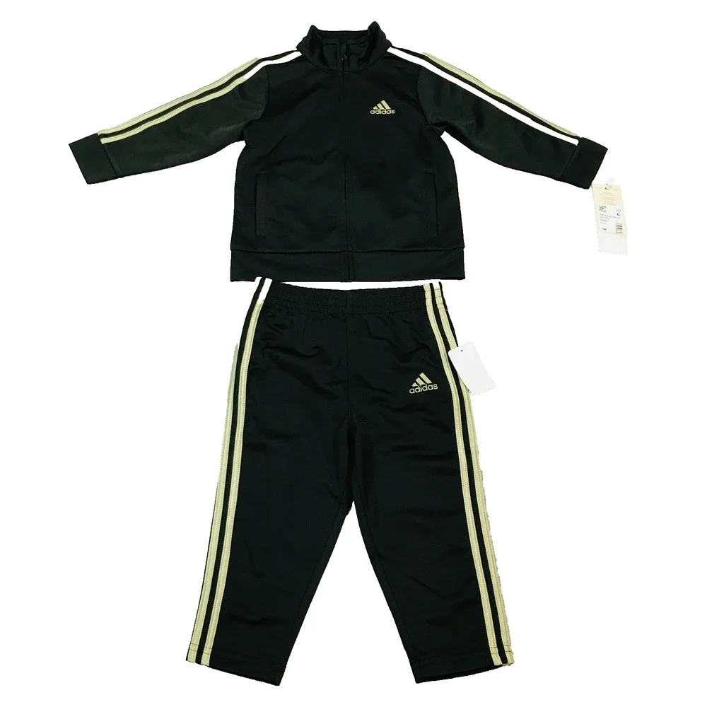 Adidas 18 Months Classic Tricot Track Suit Jacket Pants Black Green NWT AV9